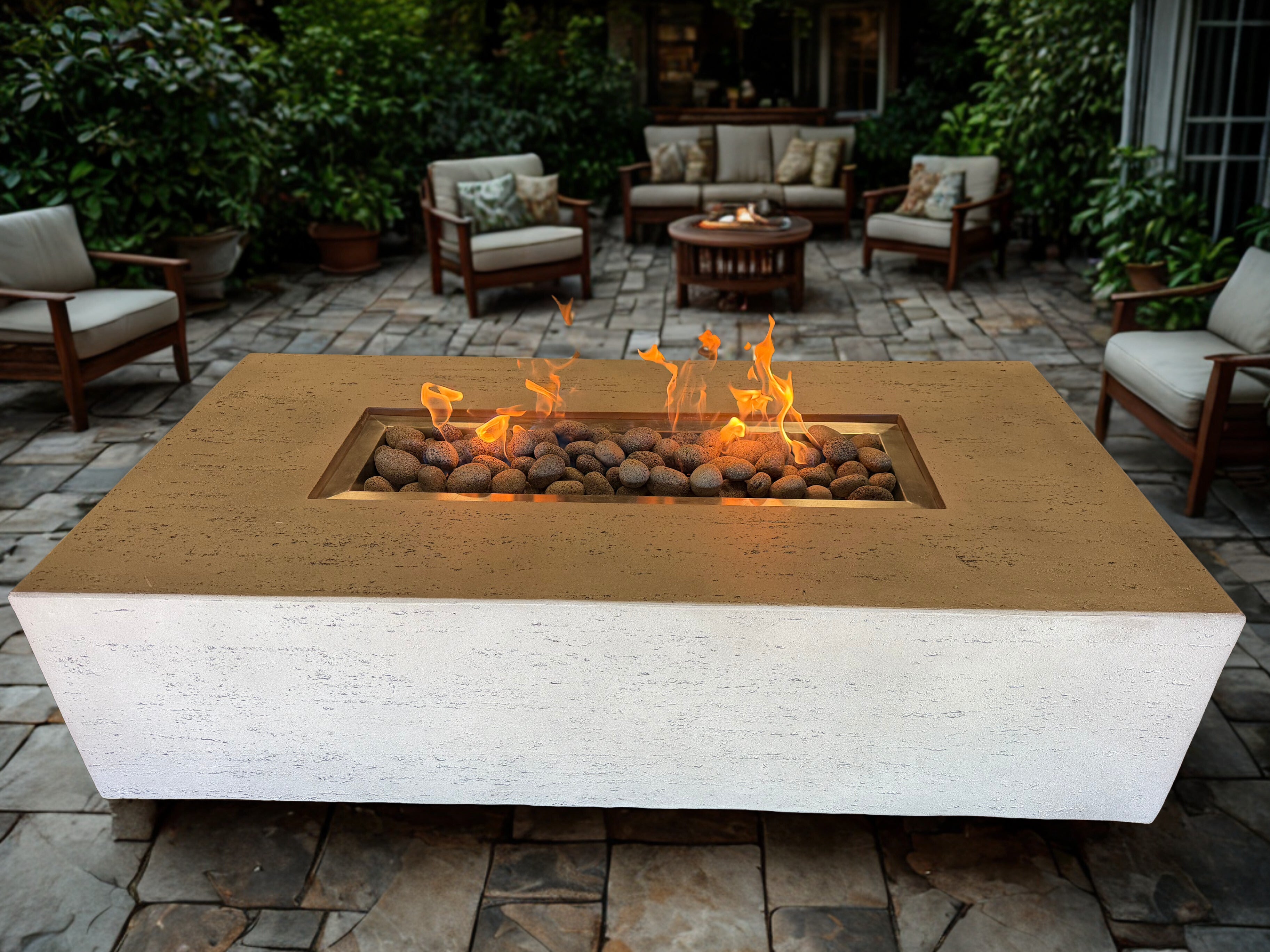 New York Rectangular propane gas fireplace | Stone Decorative